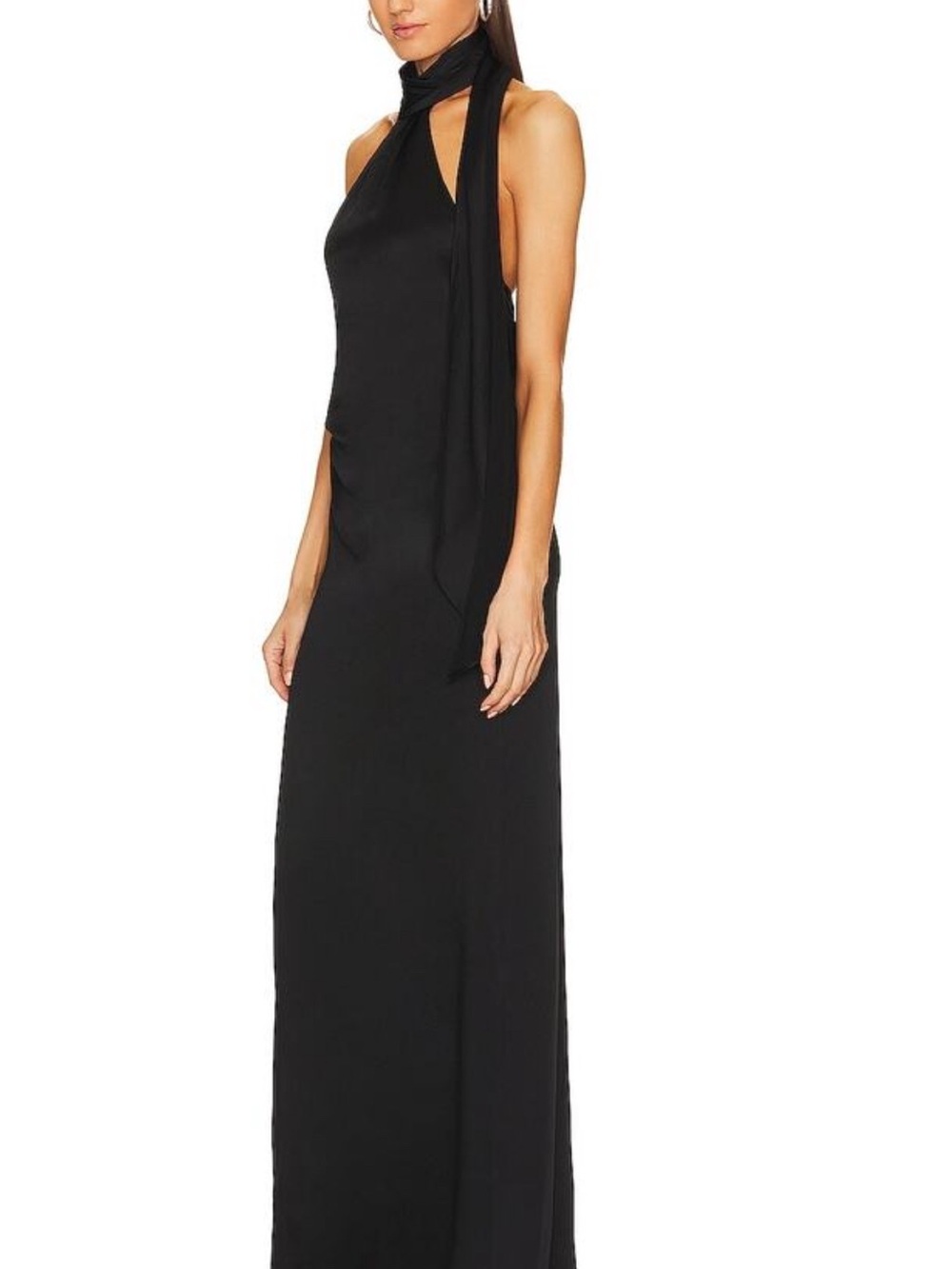 Jonathan Simkhai Black Halter-Neck Maxi Dress with Scarf Tie